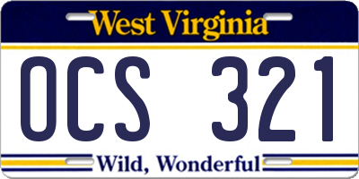 WV license plate OCS321