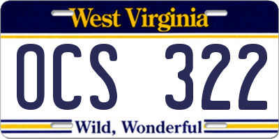 WV license plate OCS322