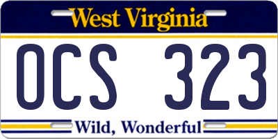 WV license plate OCS323