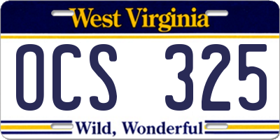 WV license plate OCS325