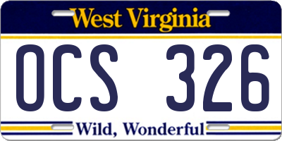 WV license plate OCS326