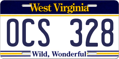 WV license plate OCS328