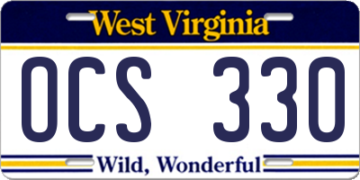 WV license plate OCS330