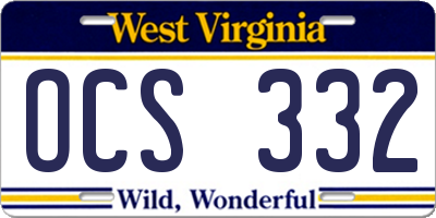 WV license plate OCS332