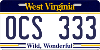 WV license plate OCS333