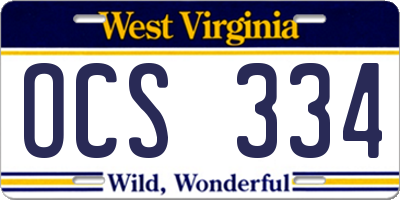 WV license plate OCS334
