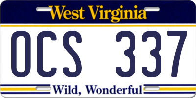 WV license plate OCS337