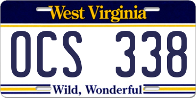 WV license plate OCS338