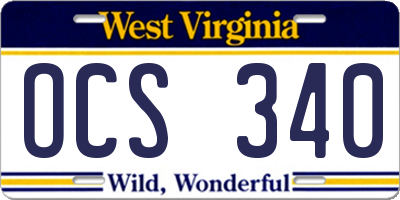 WV license plate OCS340