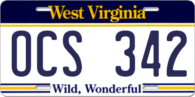 WV license plate OCS342