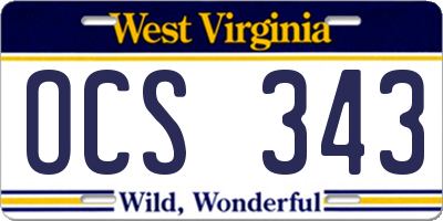 WV license plate OCS343