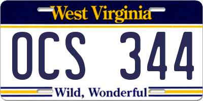 WV license plate OCS344