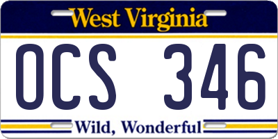 WV license plate OCS346