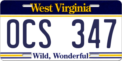 WV license plate OCS347