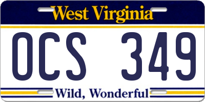 WV license plate OCS349