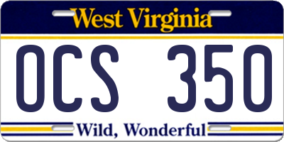 WV license plate OCS350
