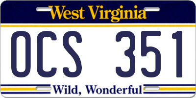 WV license plate OCS351