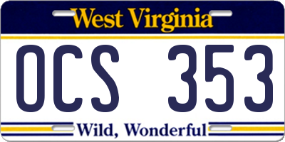 WV license plate OCS353