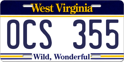 WV license plate OCS355