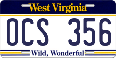 WV license plate OCS356