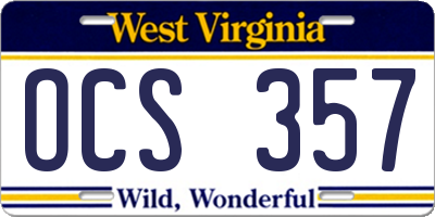 WV license plate OCS357