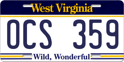 WV license plate OCS359