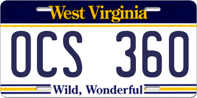 WV license plate OCS360