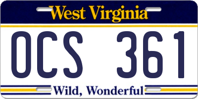 WV license plate OCS361