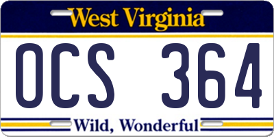 WV license plate OCS364