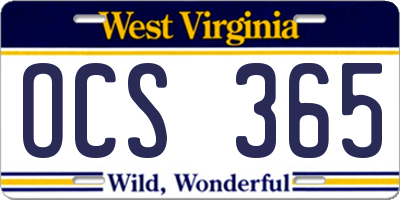 WV license plate OCS365