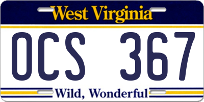 WV license plate OCS367
