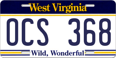 WV license plate OCS368