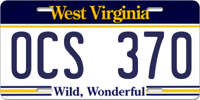 WV license plate OCS370