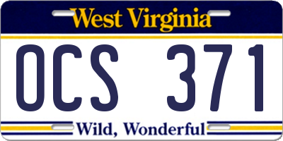 WV license plate OCS371