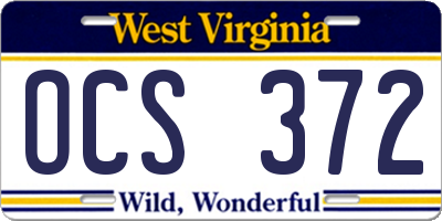 WV license plate OCS372