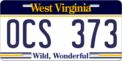WV license plate OCS373