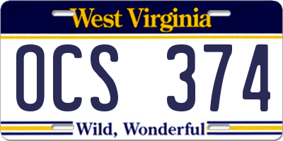 WV license plate OCS374