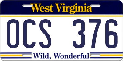 WV license plate OCS376