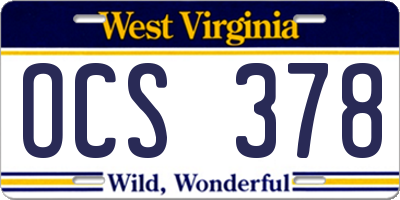 WV license plate OCS378