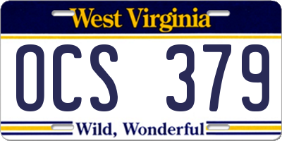 WV license plate OCS379