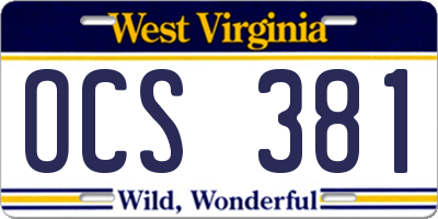 WV license plate OCS381