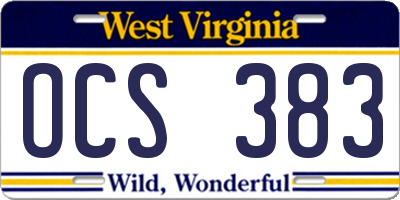 WV license plate OCS383
