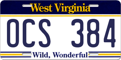 WV license plate OCS384