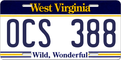 WV license plate OCS388