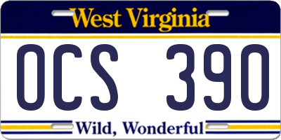 WV license plate OCS390