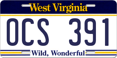 WV license plate OCS391