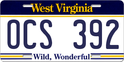 WV license plate OCS392