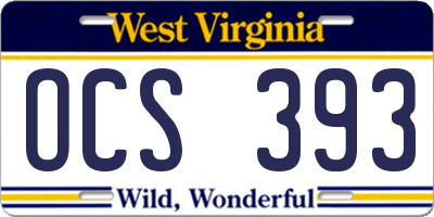 WV license plate OCS393