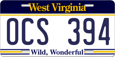 WV license plate OCS394