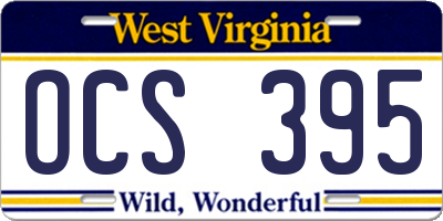 WV license plate OCS395